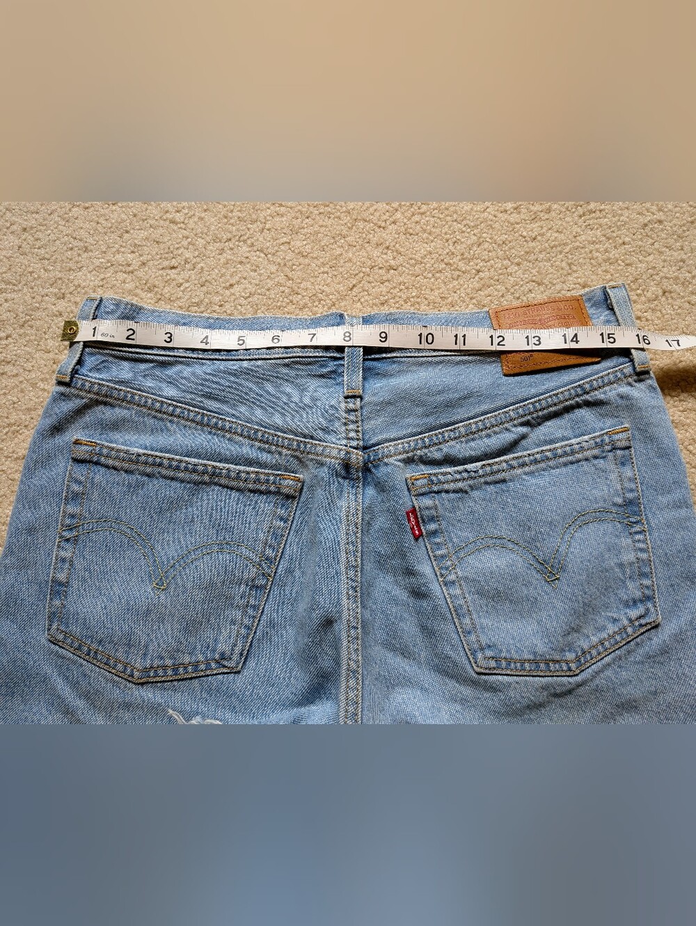 Levi's Light Blue Denim Cutoff Shorts with Frayed Hem - Picture 7 of 7